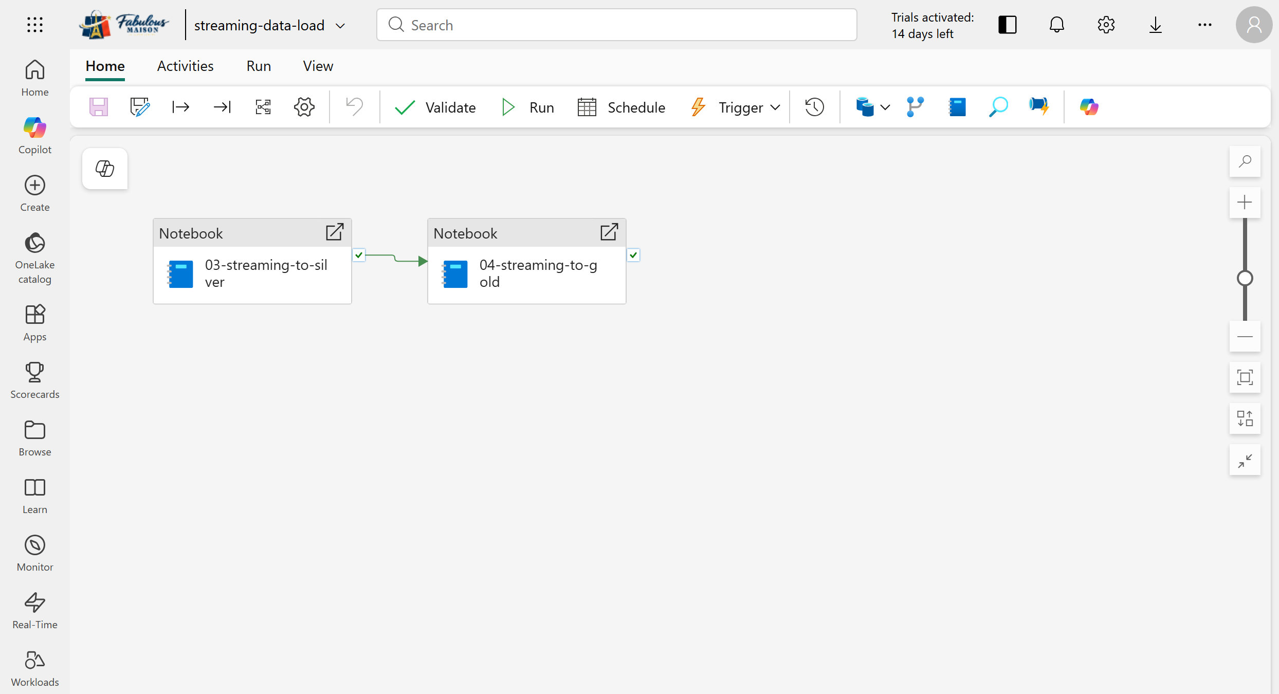 Streaming transformation pipeline
